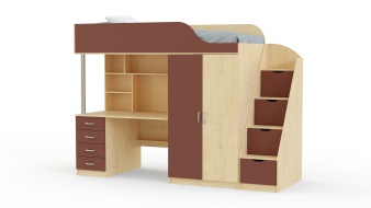 Кровать-чердак с рабочей зоной Мираж К7-4 BMS с лестницей