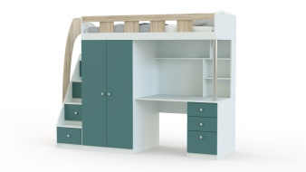 Кровать-чердак с рабочей зоной Клаус 13 BMS с лестницей