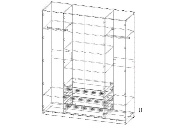 Распашной шкаф Вилета 4 с ящиками (2000х2500х600)