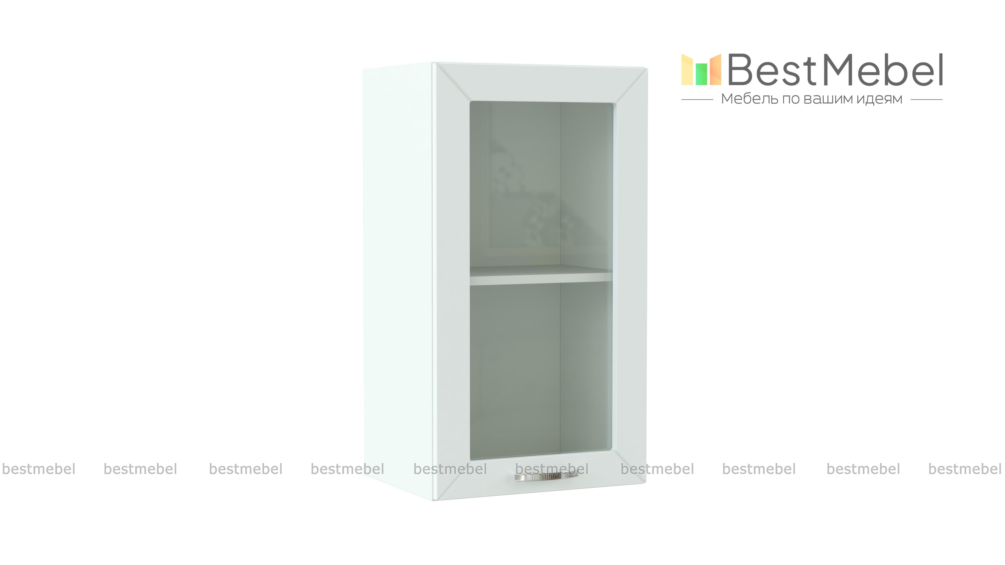 Шкаф верхний 1 дверь со стеклом Агава BMS - Фото