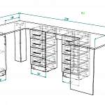 Чертеж Угловой письменный стол для двоих Пилот 66 BMS